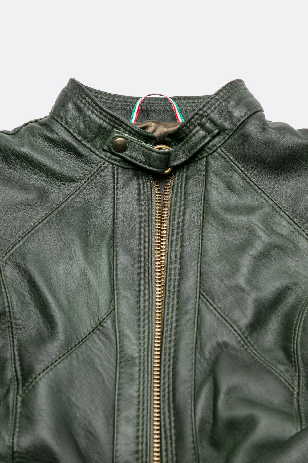 Sofia green women's leather jacket 100% Made in Italy - Barone Firenze