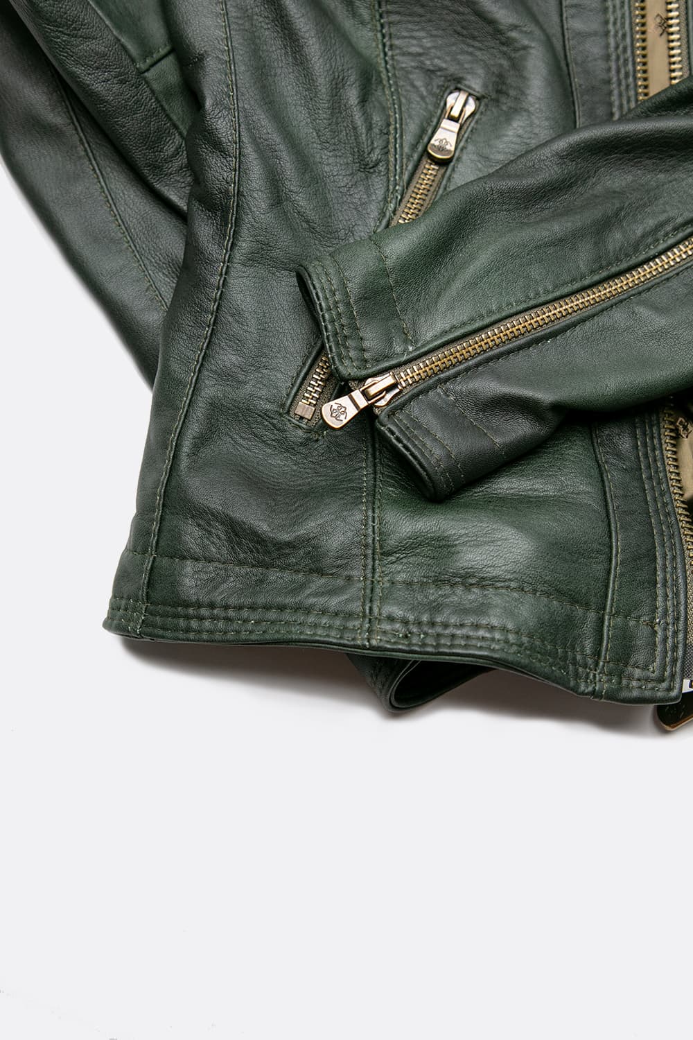 Sofia green women's leather jacket 100% Made in Italy - Barone Firenze