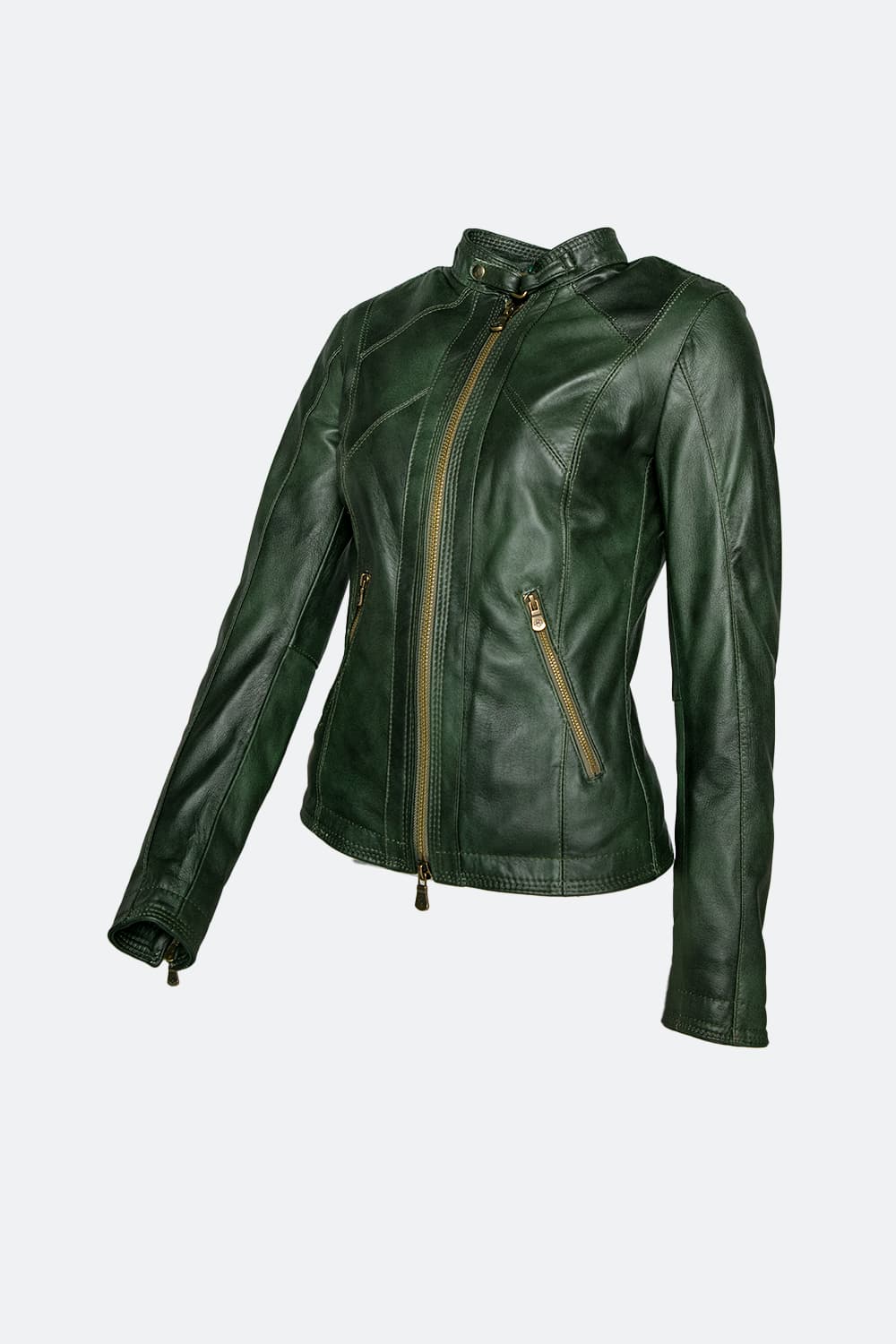 Sofia green women's leather jacket 100% Made in Italy - Barone Firenze