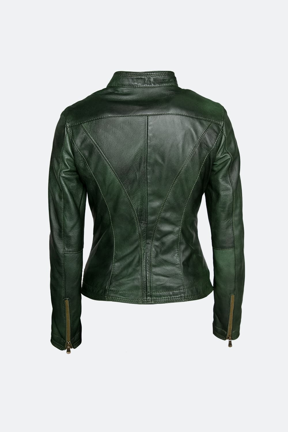 Sofia green women's leather jacket 100% Made in Italy - Barone Firenze