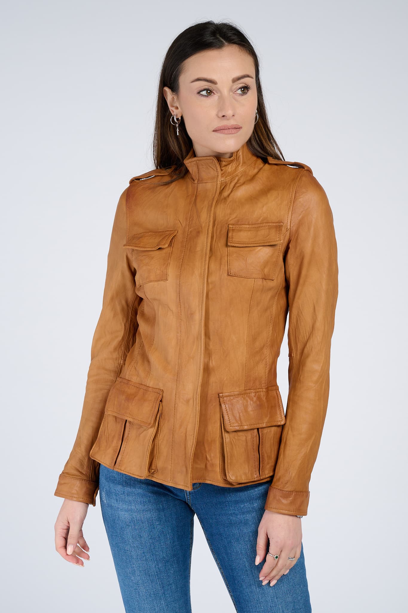 Tushna Vintage women's jacket 100% genuine leather Made in Italy - Barone Firenze