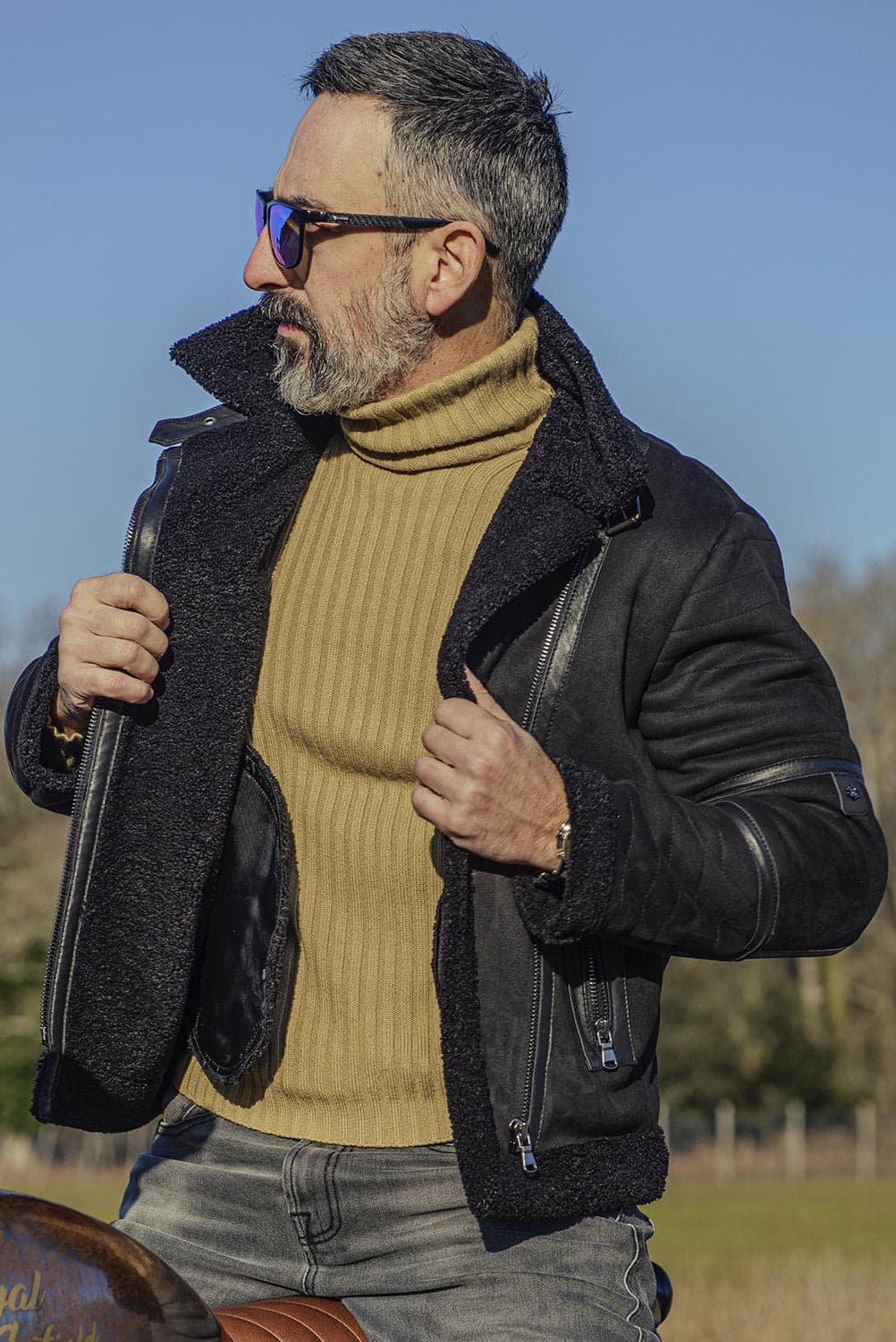 Chiodo Gold Shearling Style men's Made in Italy - Barone Firenze