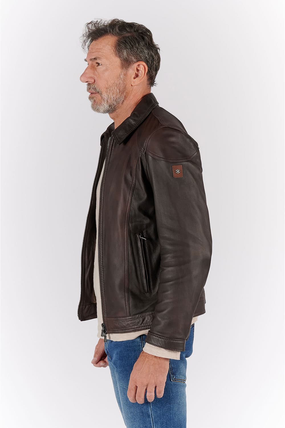 Elton Gold Collar jacket man 100% genuine leather Made in Italy - Barone Firenze