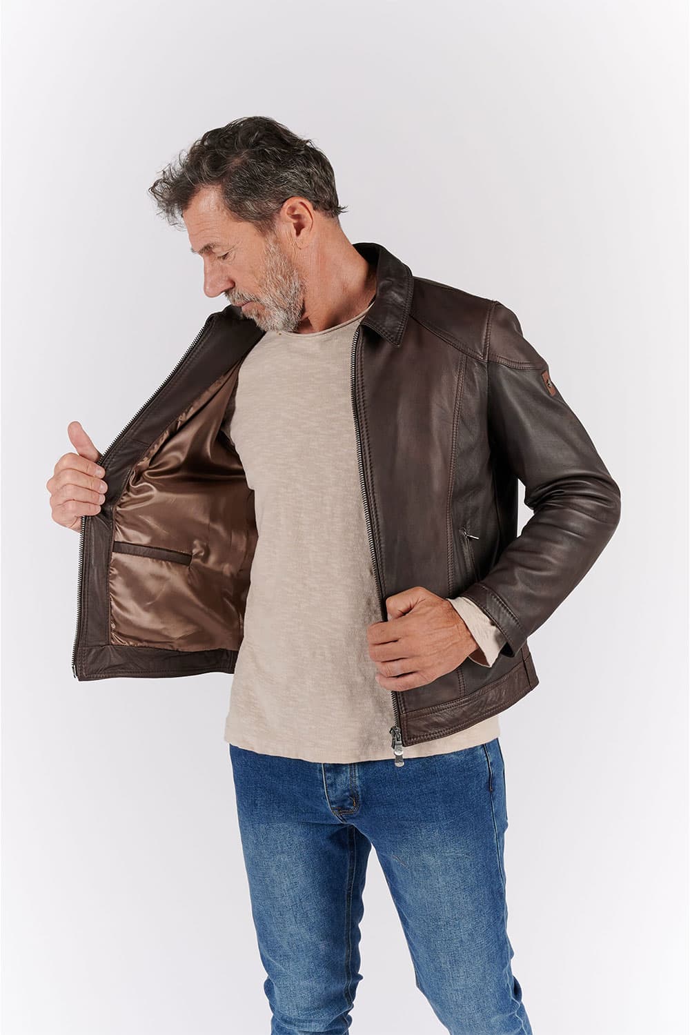 Elton Gold Collar jacket man 100% genuine leather Made in Italy - Barone Firenze
