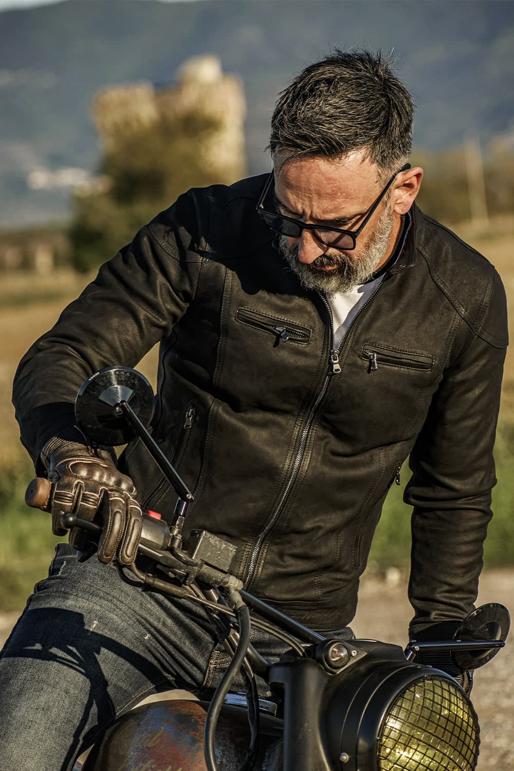 Elton Gold Oleato Black man jacket 100% genuine leather Made in Italy - Barone Firenze