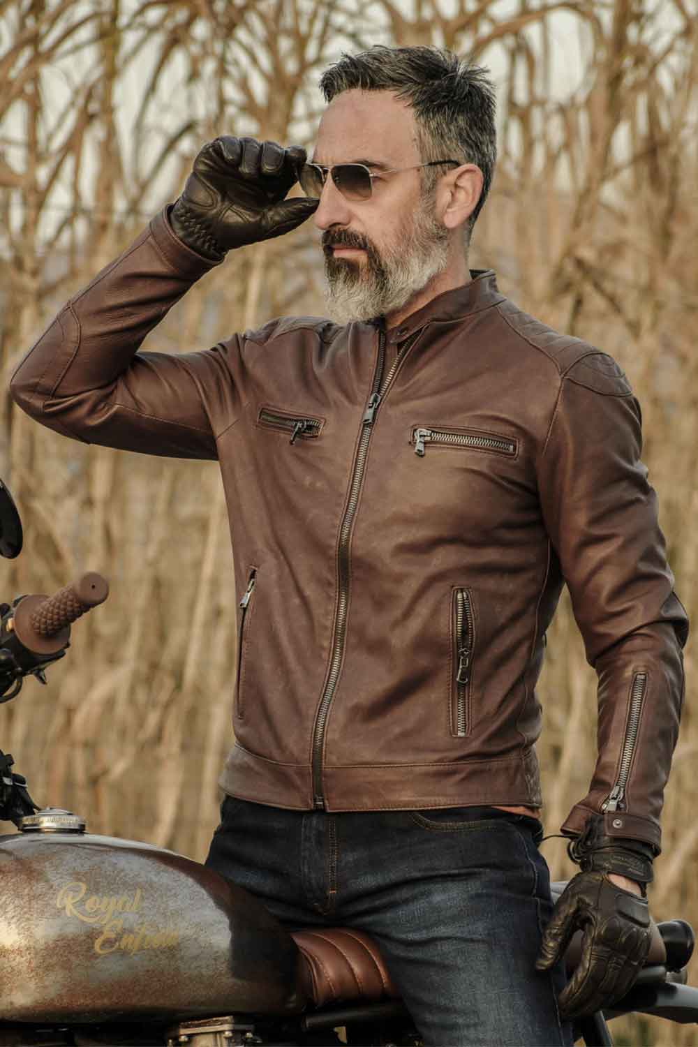 Michele Leather Jacket with Stitching 100% Real Leather Made in Italy - Baron Florence