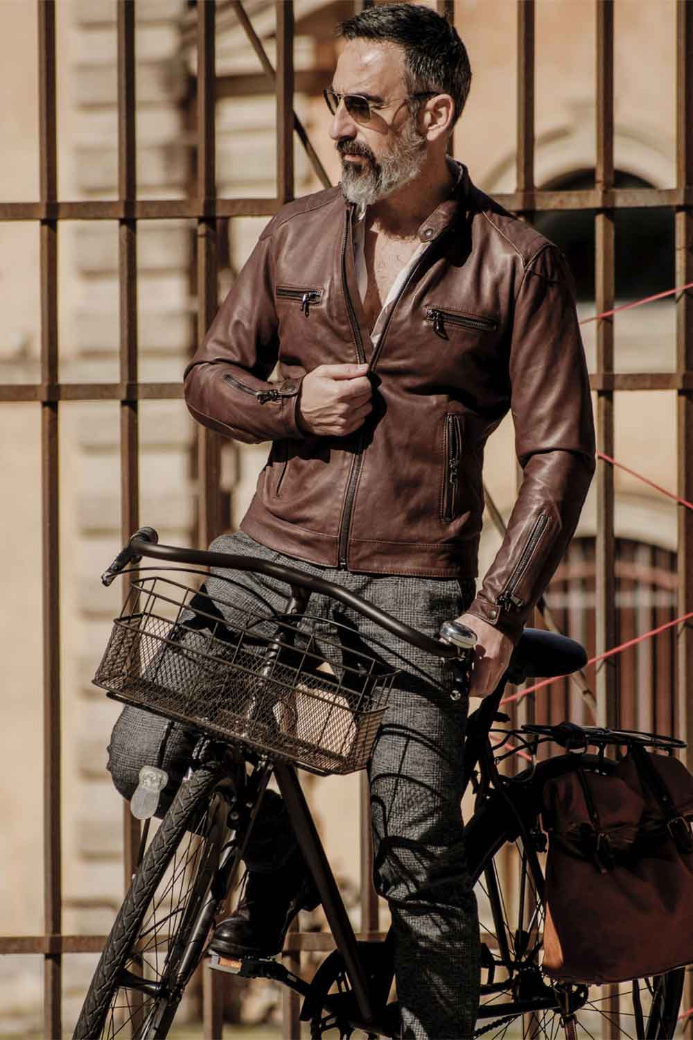 Michele Leather Jacket with Stitching 100% Real Leather Made in Italy - Baron Florence