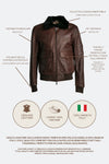 Giacca Aviatore Uomo Pelle Testa di moro uomo Barone firenze - 8