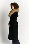 Cappotto Nero con Collo di Pelliccia donna Barone firenze - 3