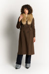 Cappotto Cioccolato con Collo di Pelliccia donna Barone firenze - 2