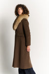 Cappotto Cioccolato con Collo di Pelliccia donna Barone firenze - 3