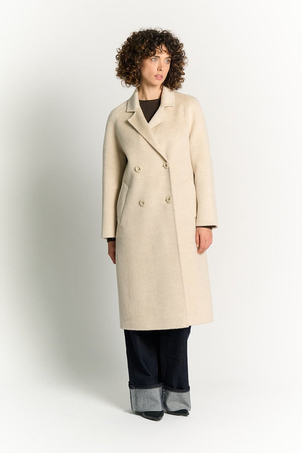 Cappotto Beige Doppio Petto Alpaca donna Barone firenze