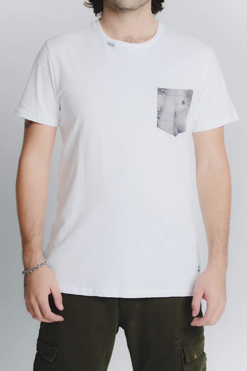 T-Shirt Uomo Taschino Bianco uomo Barone firenze - 1