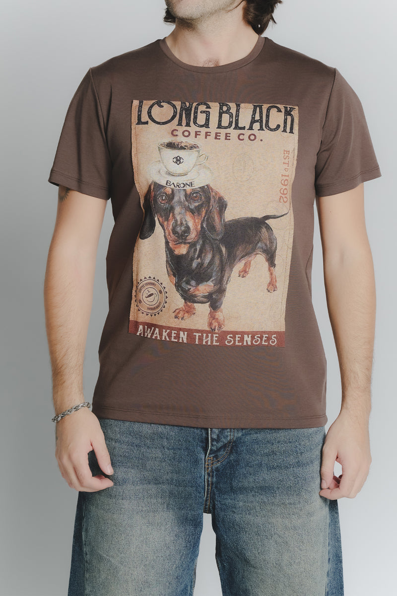 T-Shirt Uomo Stampa Bassotto Cioccolato uomo Barone firenze - 1
