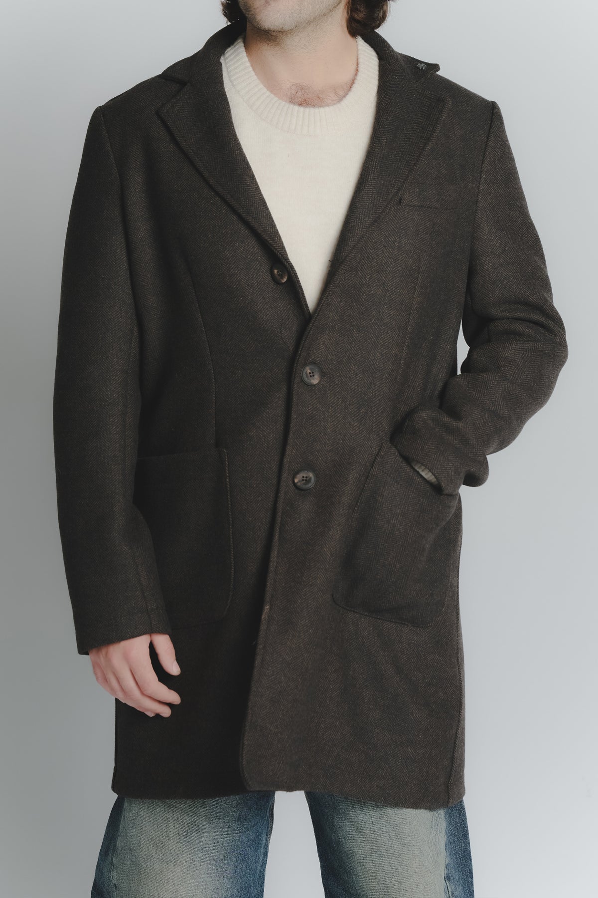 Cappotto Lungo Spigato Uomo uomo Barone firenze - 1