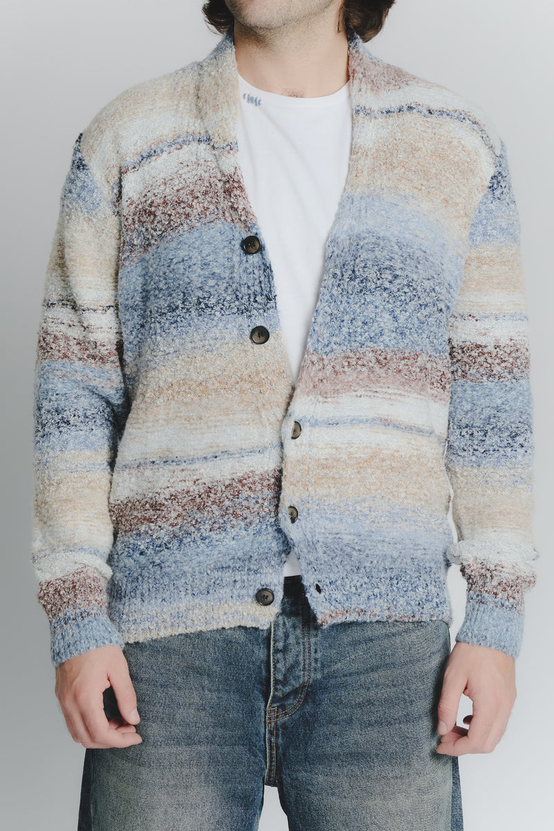 Cardigan Mélange Beige Denim da Uomo uomo Barone firenze - 3