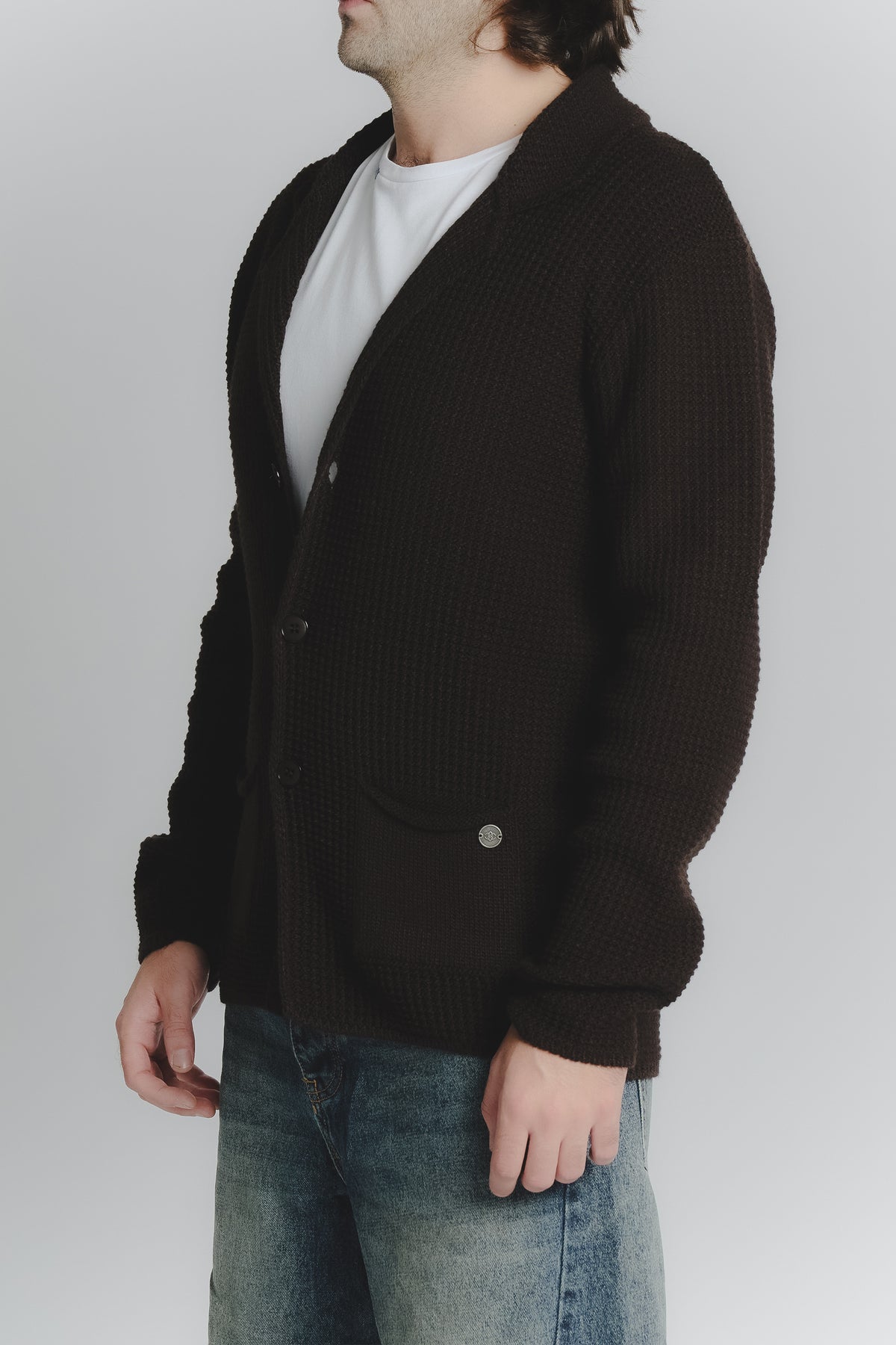 Cardigan Misto Lana Testa di Moro da Uomo uomo Barone firenze - 3
