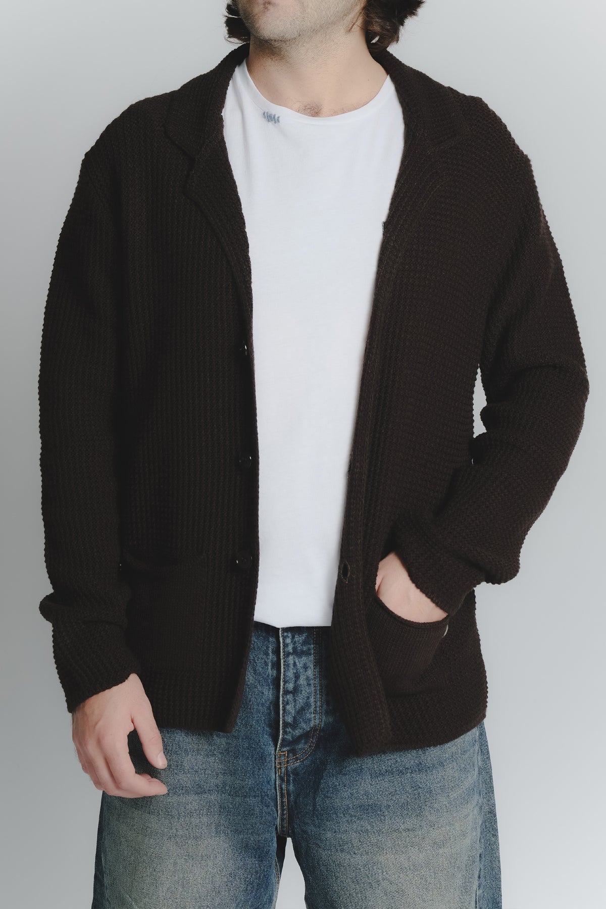 Cardigan Misto Lana Testa di Moro da Uomo uomo Barone firenze - 1