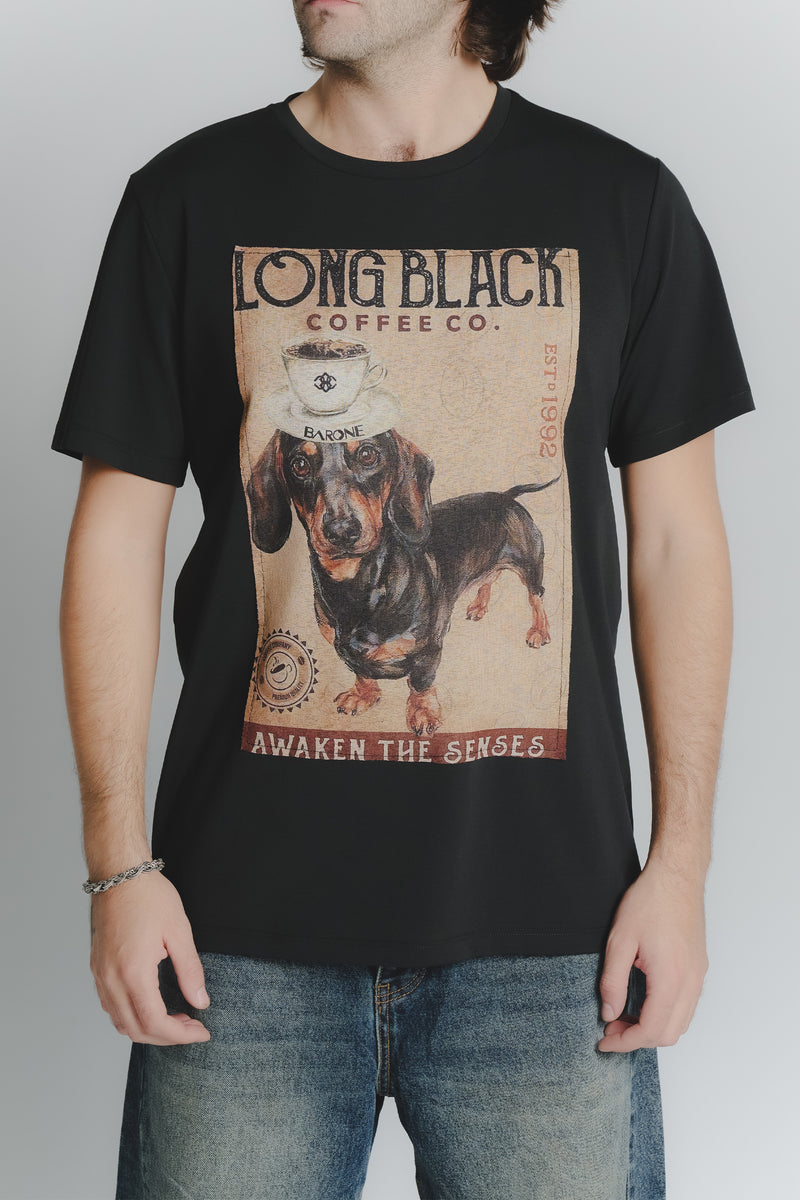 T-Shirt Uomo Stampa Bassotto Nero uomo Barone firenze - 1