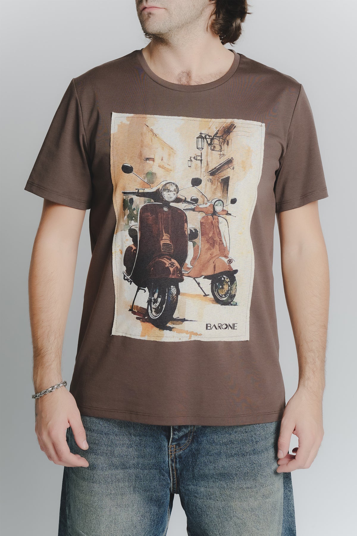 T-Shirt Uomo Stampa Vespa Cioccolato uomo Barone firenze - 1