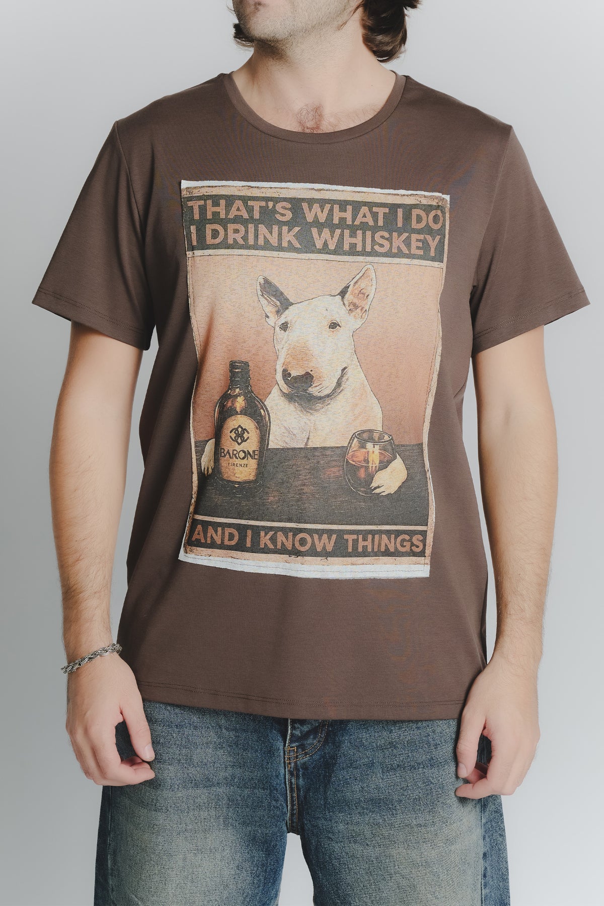 T-Shirt Uomo Stampa Bull Terrier Cioccolato uomo Barone firenze - 1