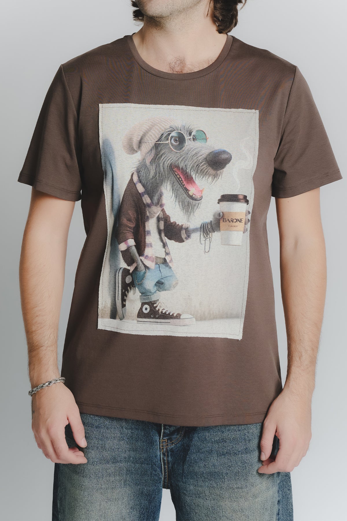 T-Shirt Uomo Stampa Dog Cioccolato uomo Barone firenze - 1