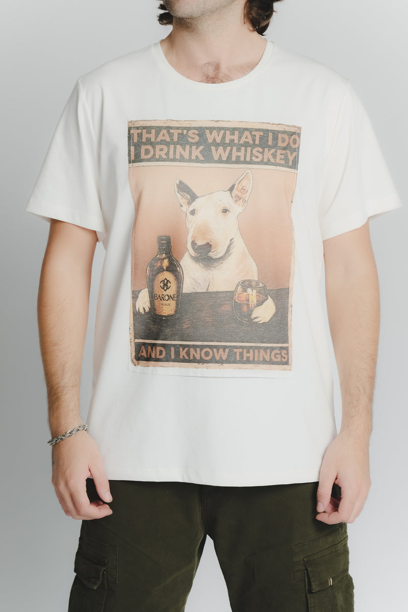 T-Shirt Uomo Stampa Bull Terrier Bianco uomo Barone firenze - 1