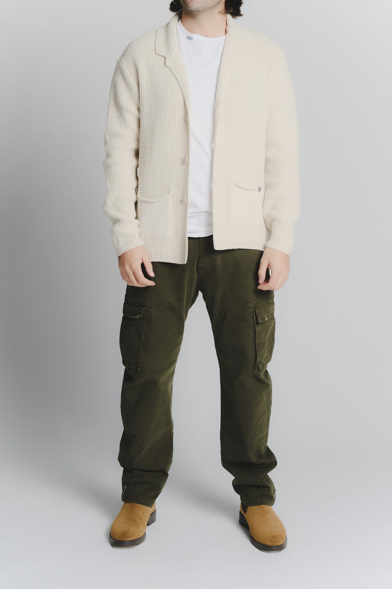 Cardigan Misto Lana Beige da Uomo uomo Barone firenze - 4