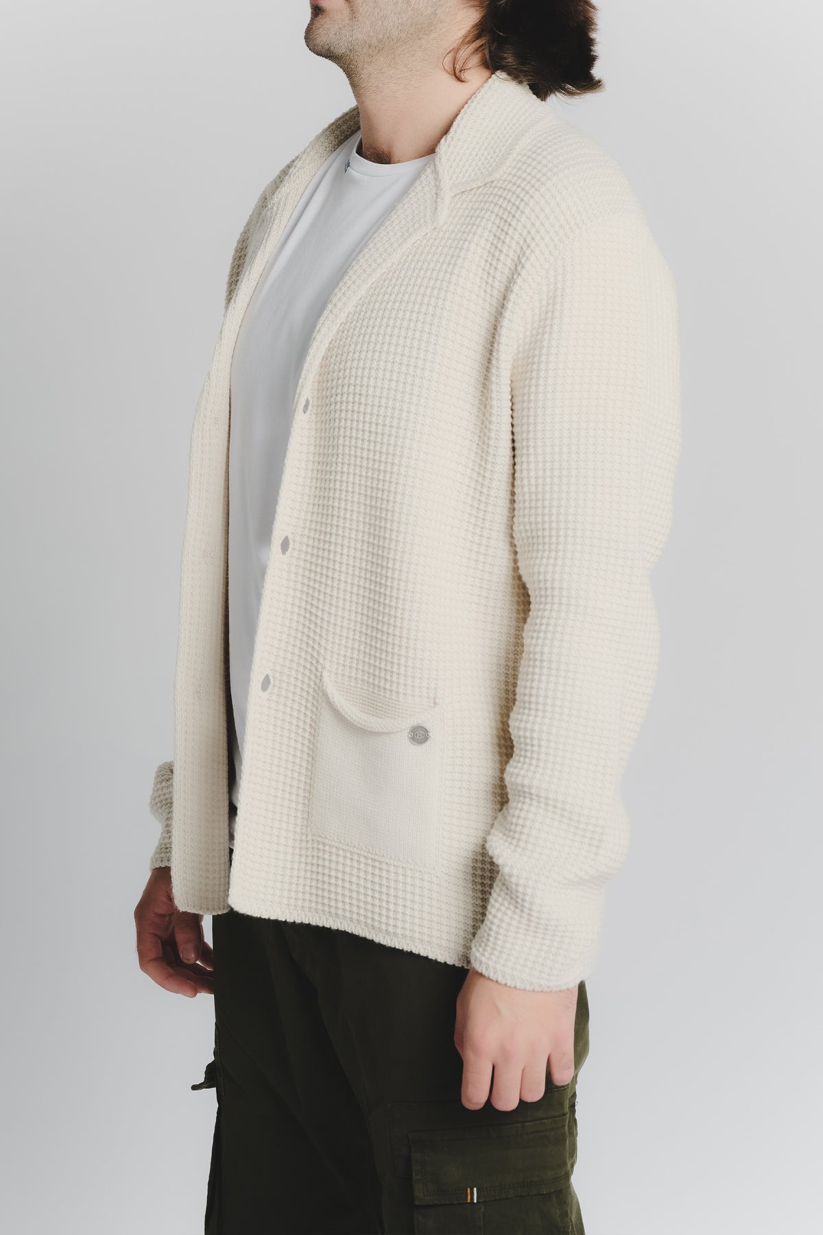 Cardigan Misto Lana Beige da Uomo uomo Barone firenze - 2