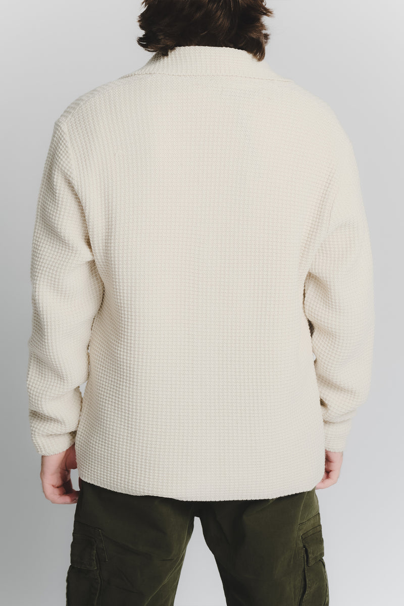 Cardigan Misto Lana Beige da Uomo uomo Barone firenze - 3