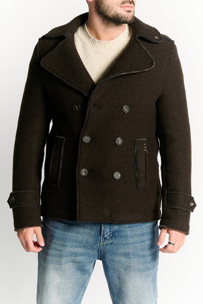 Cappotto Doppio Petto Uomo Misto Lana Testa di moro