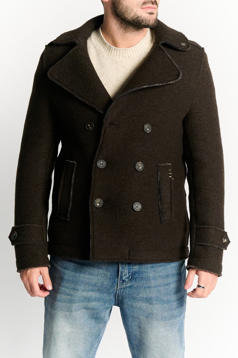 Cappotto Doppio Petto Uomo Misto Lana Testa di moro uomo Barone firenze - 2