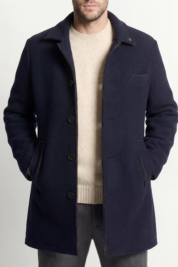 Cappotto Lungo Uomo Misto Lana Blu uomo Barone firenze