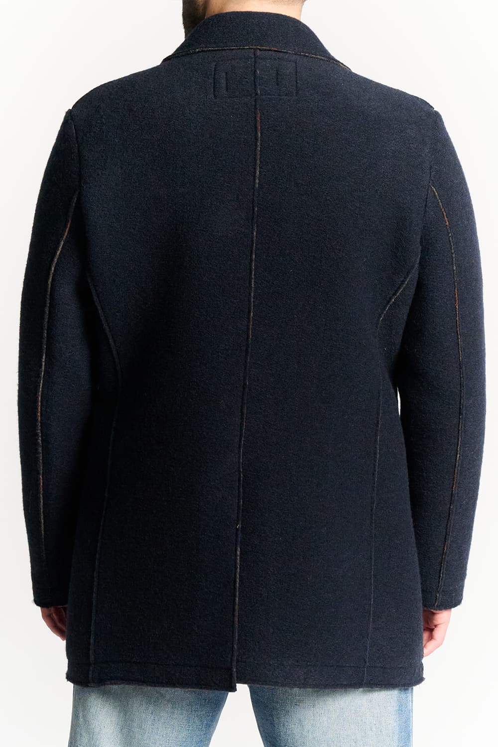 Cappotto Lungo Uomo Misto Lana Blu