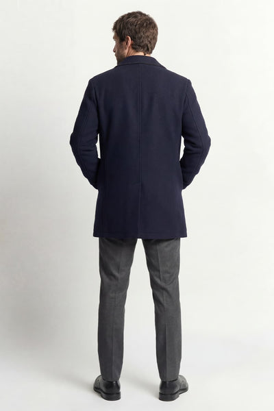 Cappotto Lungo Uomo Misto Lana Blu