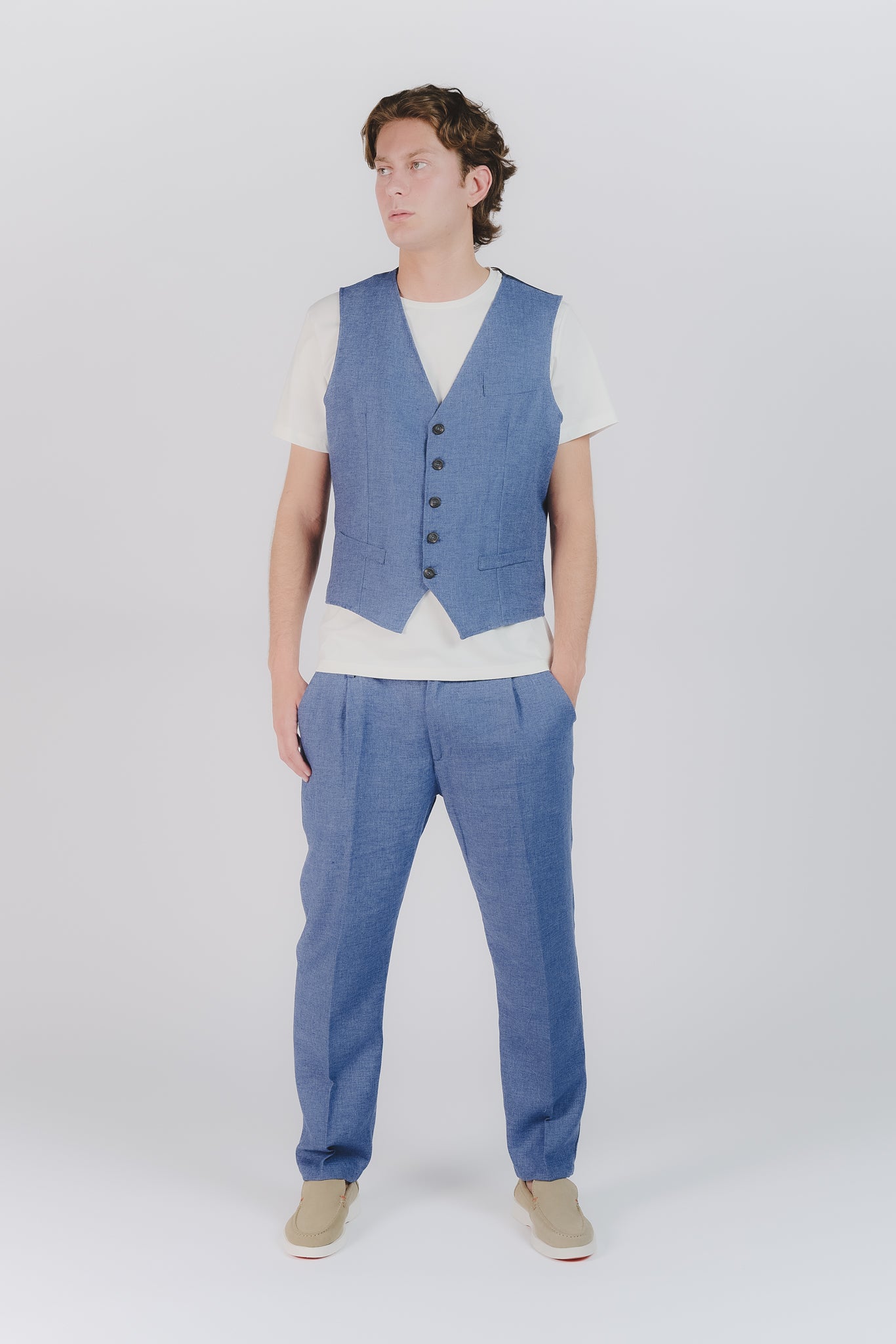 Pantaloni Eleganti Melange Bluette uomo Barone firenze - 2