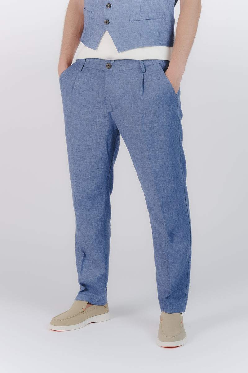 Pantaloni Eleganti Melange Bluette uomo Barone firenze - 1