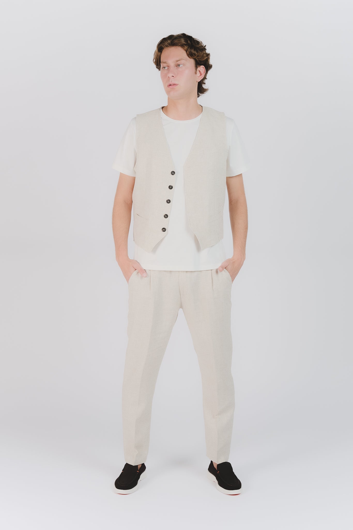 Pantaloni Eleganti Melange Beige uomo Barone firenze - 3