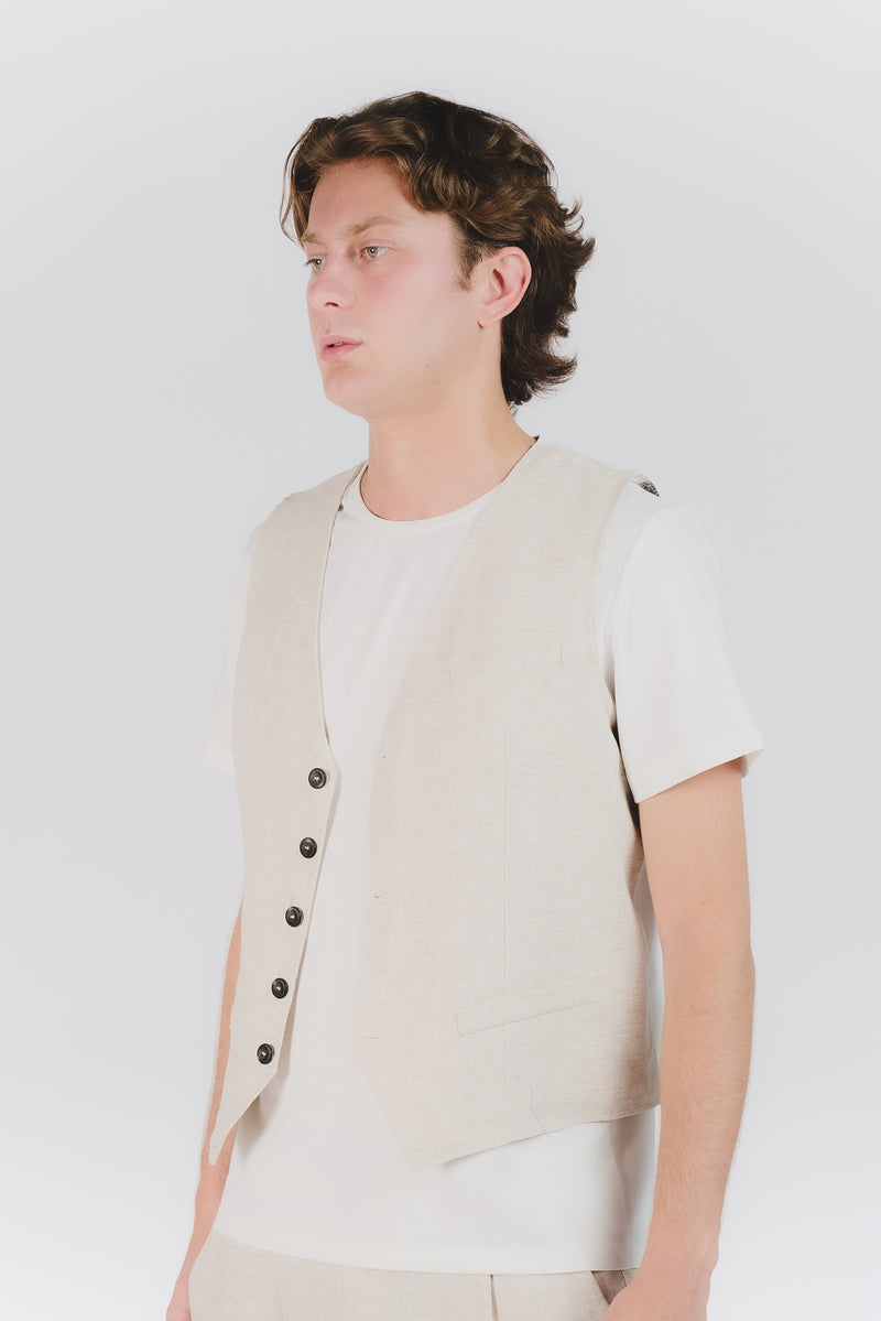Gilet Uomo Melange Beige uomo Barone firenze - 1
