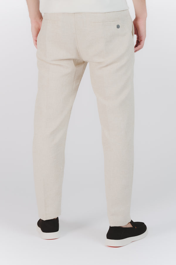 Pantaloni Eleganti Melange Beige uomo Barone firenze