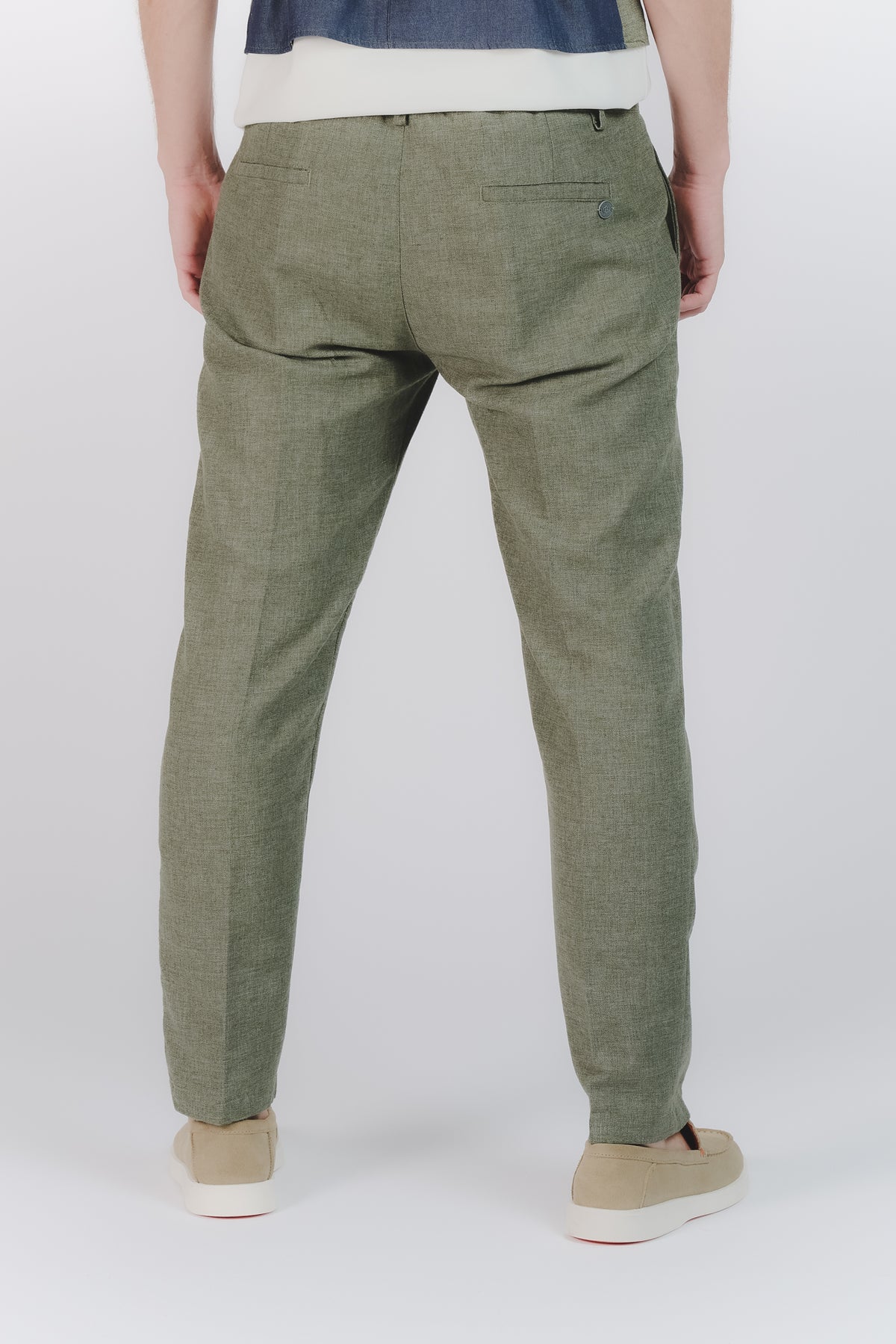 Pantaloni Eleganti Melange Verde uomo Barone firenze - 3