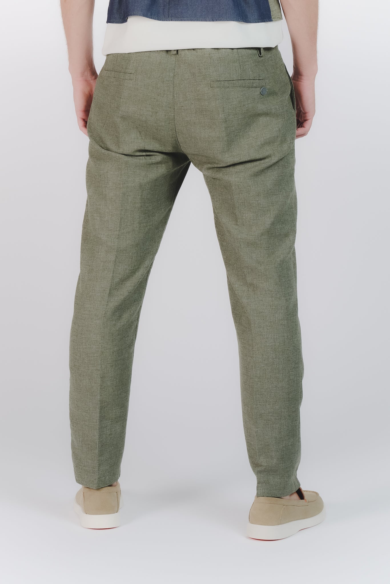 Pantaloni Eleganti Melange Verde uomo Barone firenze - 3
