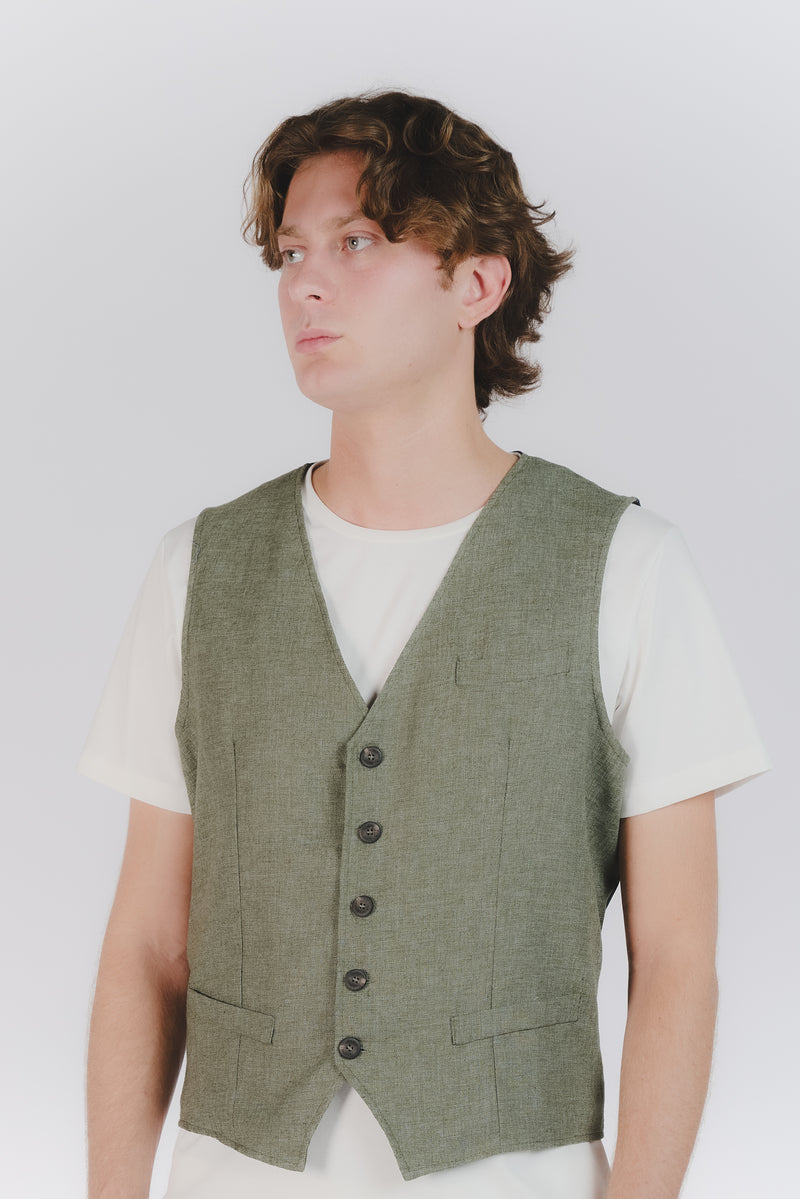 Gilet Uomo Melange Verde uomo Barone firenze - 1