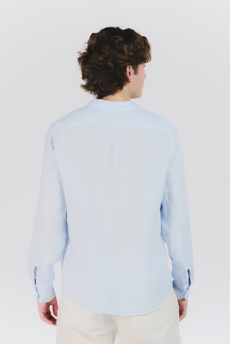 Camicia Uomo Lino Celeste uomo Barone firenze - 3