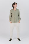 Camicia Uomo Lino Verde Militare uomo Barone firenze - 2
