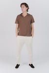 Pantaloni Lino con Bottone Panna uomo Barone firenze - 2