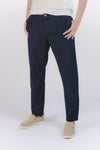 Pantaloni Lino con Bottone Blu uomo Barone firenze - 1