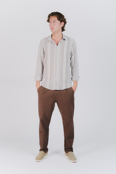 Camicia Uomo Lino Righe
