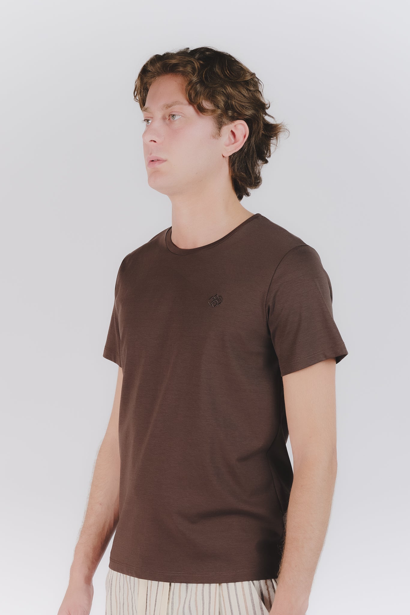 T-shirt Barone Ricamo Fronte Cioccolato uomo Barone firenze - 1