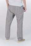 Pantaloni Misto Cotone e Lino a Righe Blu uomo Barone firenze - 3